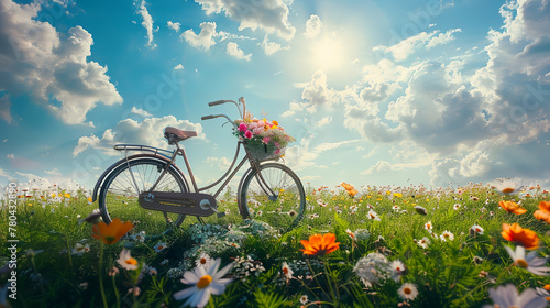flowers and bike in spring