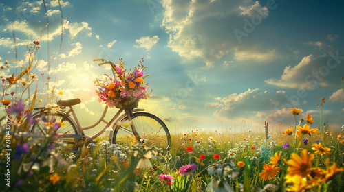 flowers and bike in spring