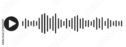 Sound wave decibel audio record simple voice message icon isolated on white background. Podcast player, music track © Alyona