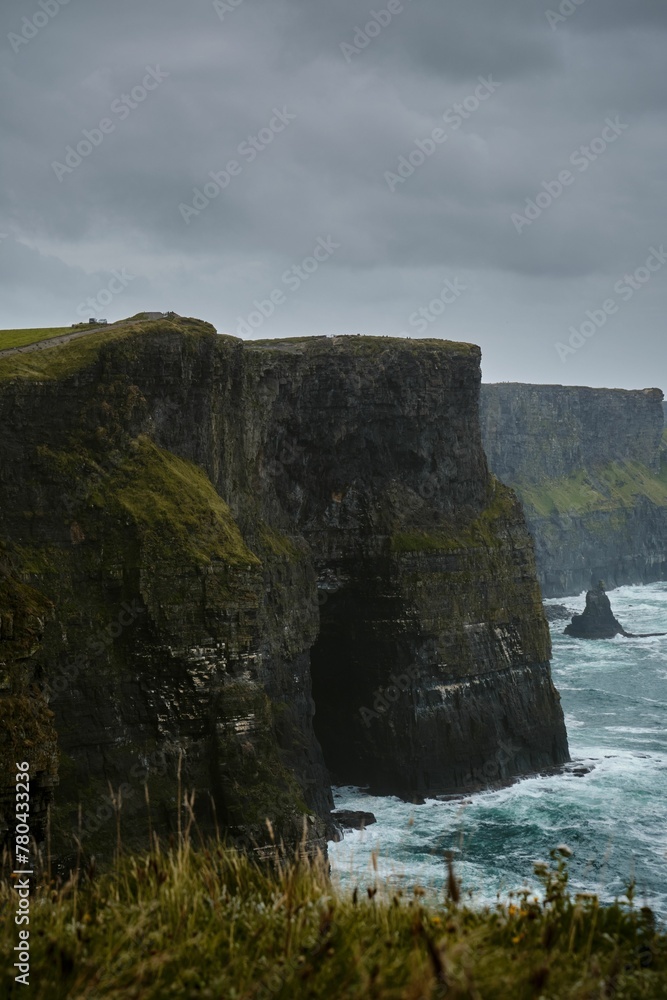 Vertical shot of the Moher cliffs in Ireland.