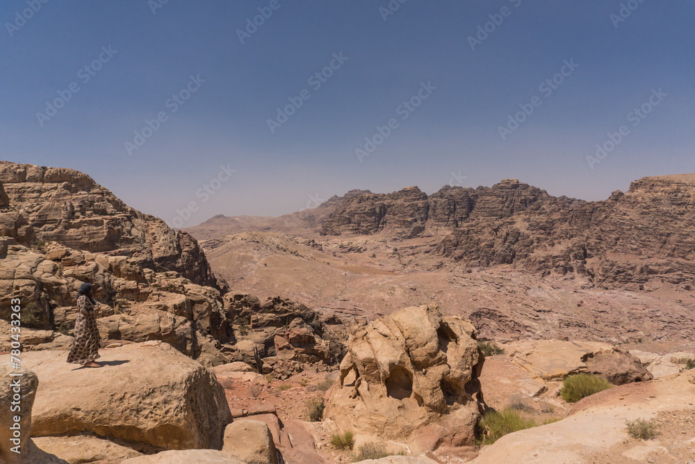 Fototapeta premium View down on Petra from the Wadi al Farasa Trail