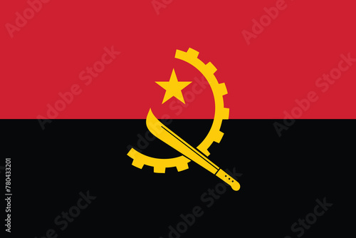Vector illustration of the flat flag of  Angola 