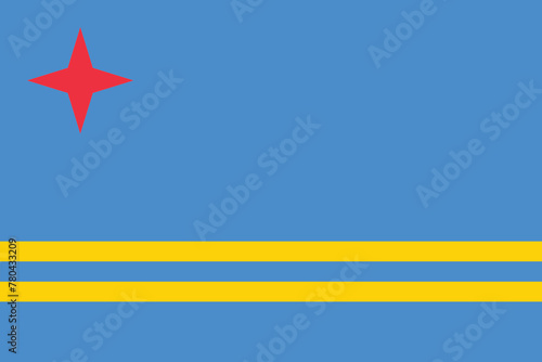 Vector illustration of the flat flag of Aruba  photo
