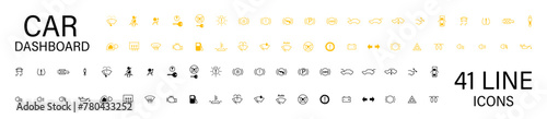 Car dashboard warning lights. icons set. Comprehensive Guide To Dashboard View buttons, indicator, collection of dashboard symbols. Vector eps10