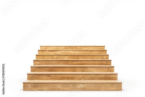 Modern wooden stairs in a minimalist style isolated on a white background. Wooden Stairs Isolated on White Background