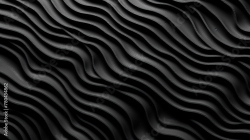 Black background with wavy uneven lines in various shades of gray and white, AI-generated.