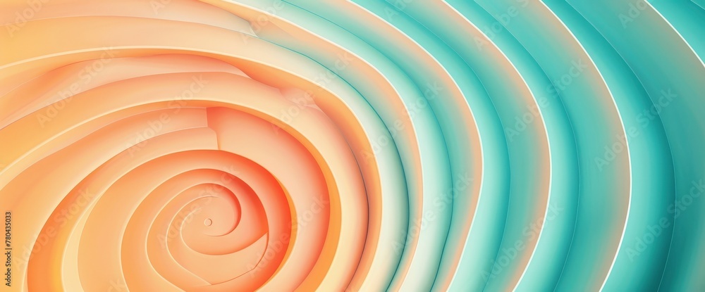 Abstract background with spiral lines,The colors of the gradient can be peach and turquoise, giving an impression that it is made from paper or cardboard Abstract background with spiral lines,The colors of the gradient can be peach and turquoise, giving an impression that it is made from paper or cardboard