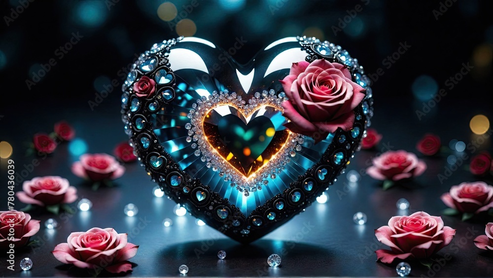 AI generated illustration of a fractal art in shape of a heart AI generated illustration of a fractal art in shape of a heart