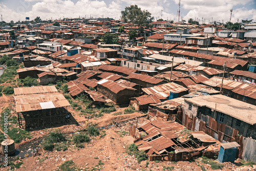 Картината върху платно many poor houses in slums with high population density