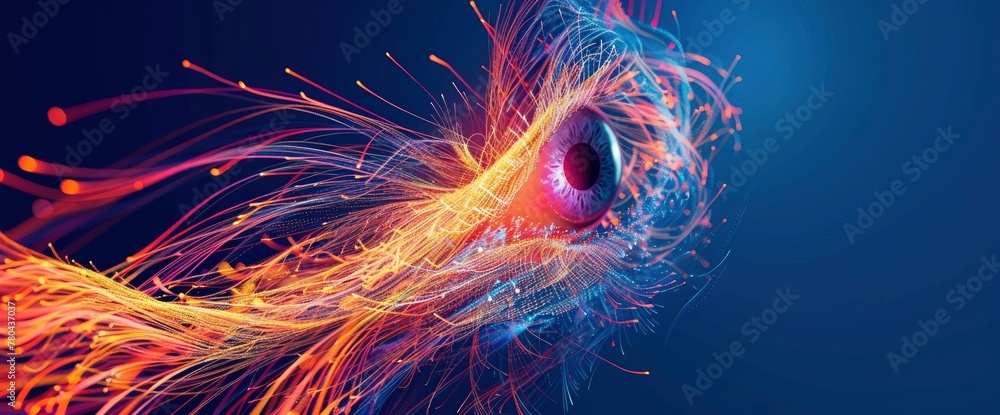 Abstract digital background with an exploding light effect and data ...