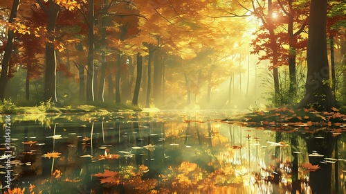 Autumnal Tranquility: Reflections in Nature./n