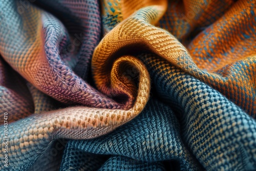 A textured fabric with rich colors and intricate weaves, adding warmth to designs.
