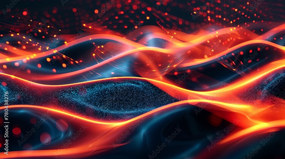 3D rendering of a glowing red and orange wavy abstract background 3D rendering of a glowing red and orange wavy abstract background