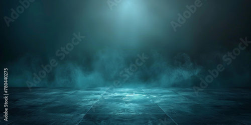 Dark blue road with smoke, asphalt abstract dark blue background, empty dark scene, The concrete floor and studio room for display products,empty blue room