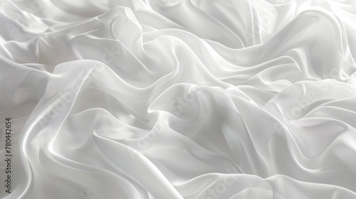 close up of white silk covering fabric with soft folds and a slight line