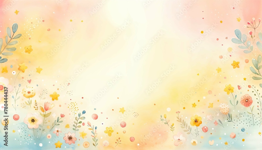 Butter Yellow Bliss & Blush Pink Magic - Watercolor Dreamscape for Kids - AI Generated Digital Art