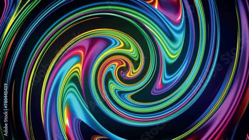 Abstract glowing multicolored swirl background. Concentric optical illusion. Abstract spiral multicolored wave. Whirlpool. Vortex. 3D vector illustration of a rainbow.