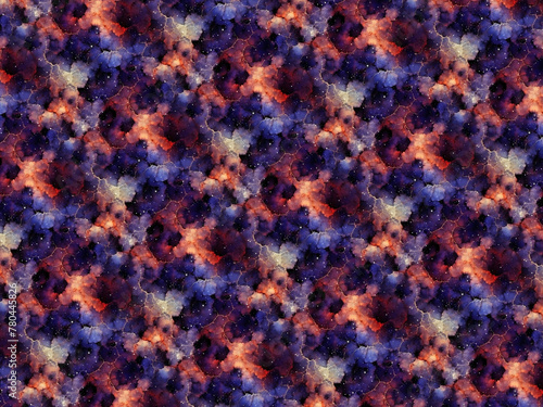 AI generated illustration of Fractal Clouds and Stars Colorful Background