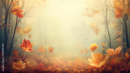 AI generated illustration of a vibrant watercolor painting of lush leaves on a blank background photo