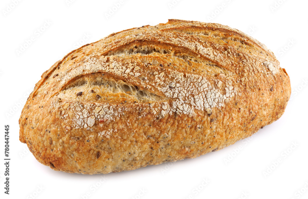 Loaf of bread isolated on white background. Art bread.