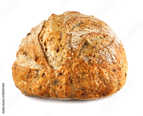Loaf of bread isolated on white background. Art bread.