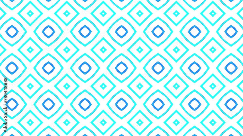 Geometric kaleidoscope pattern in turquoise and blue on white. Abstract background, overlay or design element. Geometric kaleidoscope pattern in turquoise and blue on white. Abstract background, overlay or design element.
