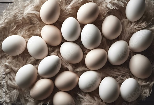 AI generated illustration of a close-up of multiple white eggs in a bowl
