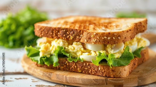Delicious Egg Salad Sandwich with Toasted Bread, Lettuce and Mayo - Ideal for Lunch and Meals