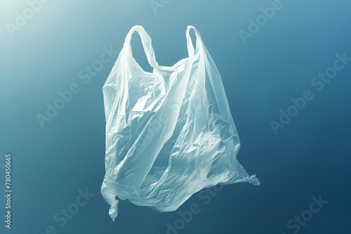 floating plastic bag on a blue background