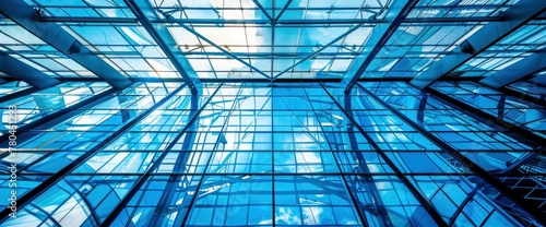 Close up of the ceiling structure  geometric lines  blue background  high resolution  high definition  professional photograph  studio quality  architectural photography