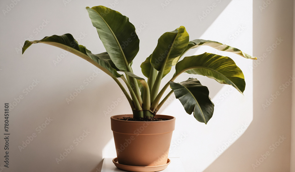 AI generated illustration of a potted plant on in sunlight in a room AI generated illustration of a potted plant on in sunlight in a room