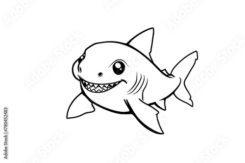 Cartoon shark character for coloring book