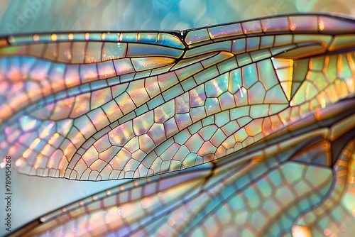 a dragonfly's wing is shown with multicolored wings © Wirestock