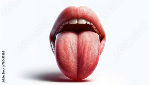 AI-generated illustration of a mouth sticking out the tongue