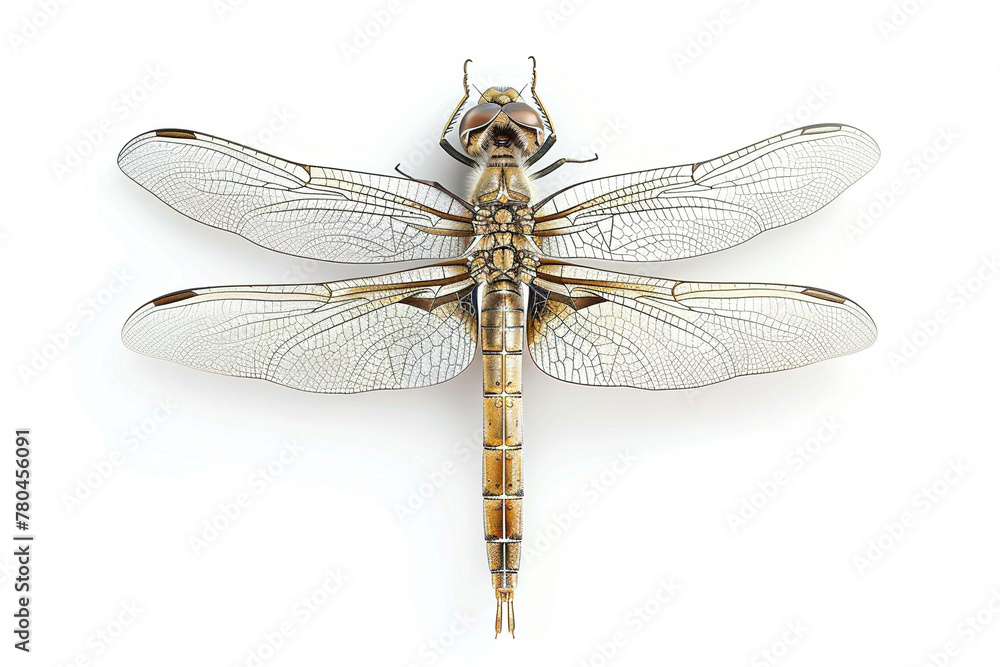 Detailed Top View of Dragonfly Illustration Isolated Detailed Top View of Dragonfly Illustration Isolated