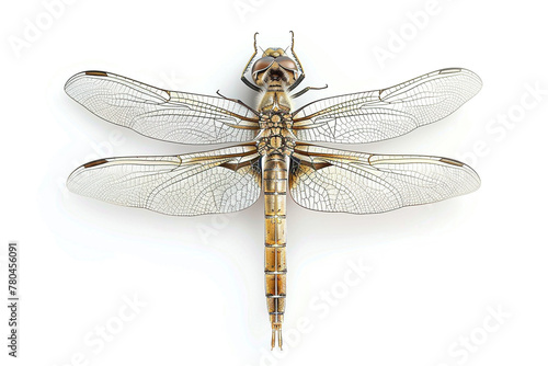 Detailed Top View of Dragonfly Illustration Isolated