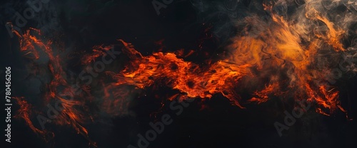 Fire burning flames on a black background, a fire texture for design. An isolated fire flame texture on a black background © Moon Art Pic