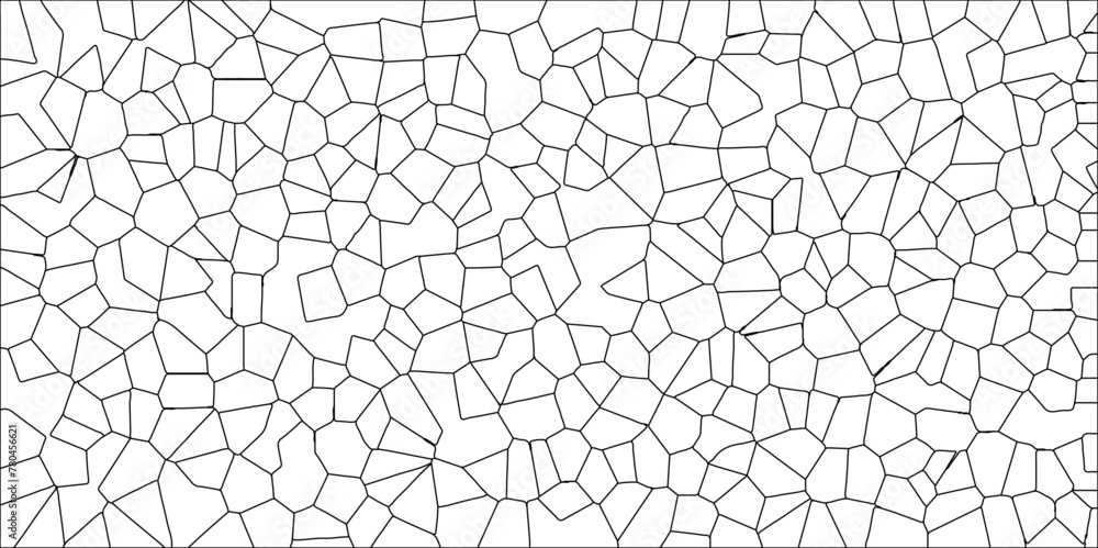Abstract White Colored Broken Stained-Glass Geometric Retro Tiles Pattern w Black Lines & Quartz Crystal Voronoi Diagram Background for Website, Fabric Printing, Brochures, Luxury/Premium Packaging Abstract White Colored Broken Stained-Glass Geometric Retro Tiles Pattern w Black Lines & Quartz Crystal Voronoi Diagram Background for Website, Fabric Printing, Brochures, Luxury/Premium Packaging
