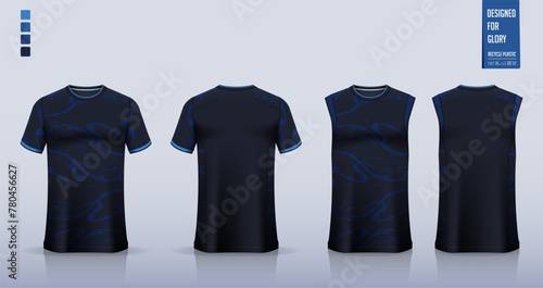 Soccer jersey, football kit, sportswear, basketball uniform, tank top, running singlet or t-shirt mockup. Fabric pattern design. 