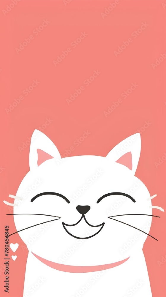 AI illustration of a white cat resting peacefully on a phone screen with eyes closed AI illustration of a white cat resting peacefully on a phone screen with eyes closed
