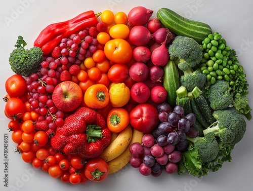 Brain made out of fruits and vegetables isolated, healthy food and lifestyle, vegan nourishment