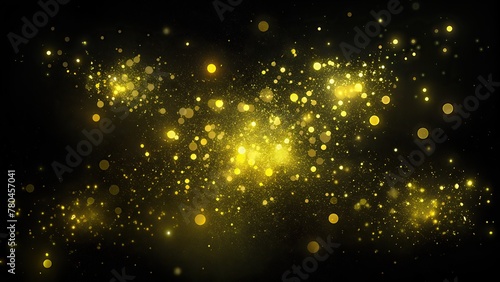 AI generated illustration of a yellow sparkles collection on black background