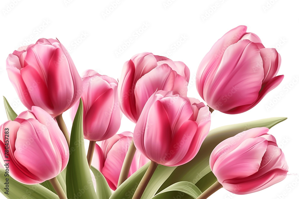 Pink tulips isolated on transparent background. Generative AI Pink tulips isolated on transparent background. Generative AI