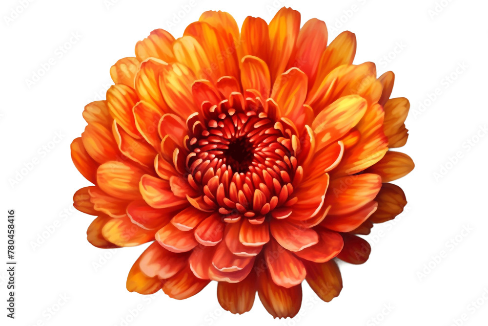 Top view of single orange flower isolated on transparent background. Generative AI Top view of single orange flower isolated on transparent background. Generative AI