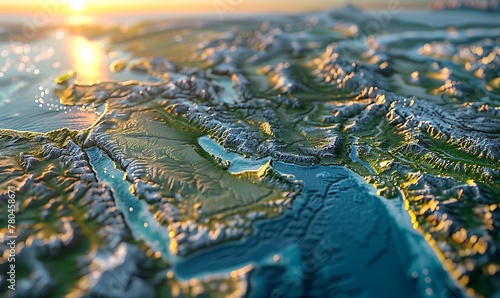 topography of the Arabian Peninsula and Middle East through detailed physical maps, showcasing Earth's diverse landforms in a captivating 3D illustration photo