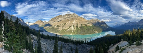Panoramic view of Peyto Lake in Banff National Park in Alberta, Canada