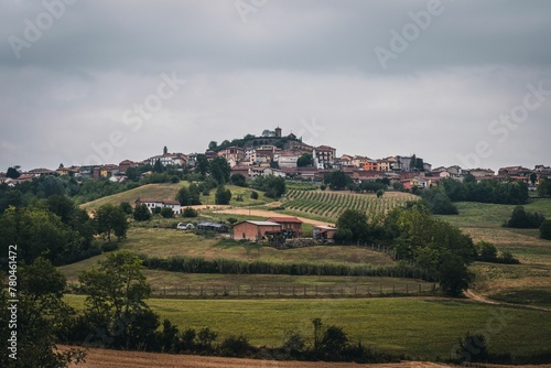 Small village in the hill on a gloomy day