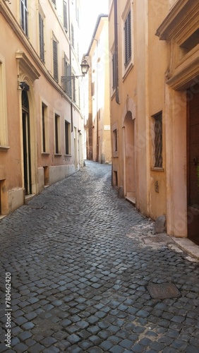 Fototapeta Naklejka Na Ścianę i Meble -  Vertical shot of a narrow alley in San Gimignano, Italy