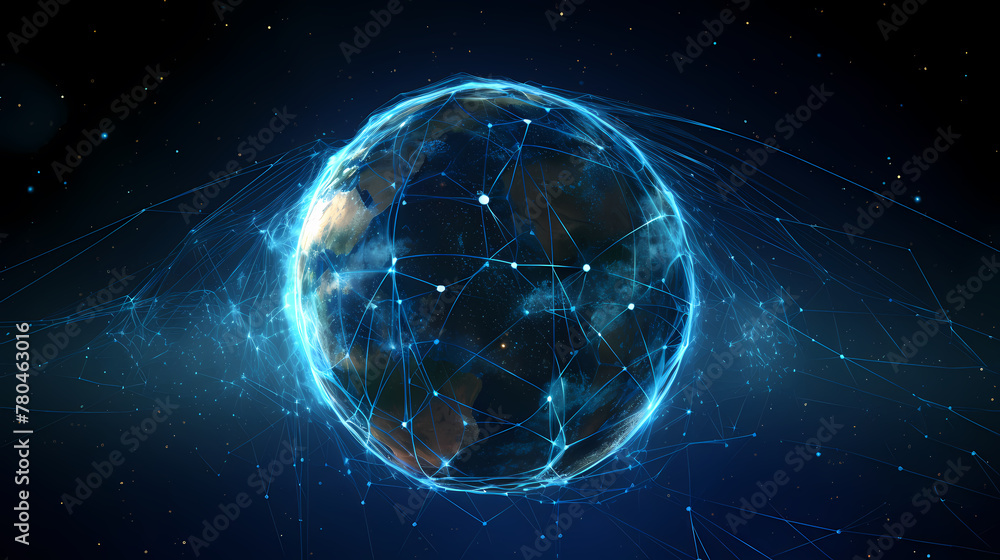 Obraz premium Creative glowing polygonal sphere hologram