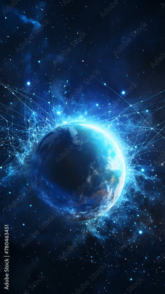 Obraz premium Creative glowing polygonal sphere hologram